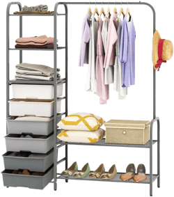 Free Standing Closet Organizer with Removable Drawers and Shelves