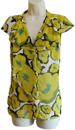 Worthington Women's Floral Ruffle Sheer Blouse Top