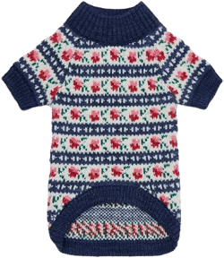 Apparel Blue Jean Floral Intarsia Dog Sweater