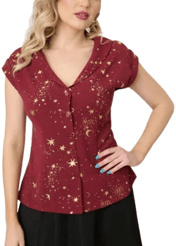 Unique Vintage Women's 1960s Star Twill Sleeveless Blouse