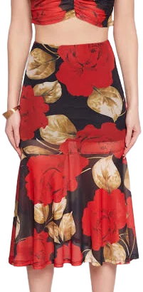 Ruffled Hem Mesh Skirt