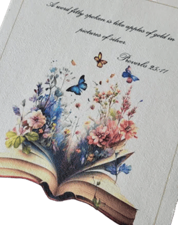 Bible Quote Panel Fabric Book Page Floral Proverbs 25 11 Material