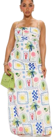 Fashion Nova Sleeveless Square Neck Pleated Maxi Dress