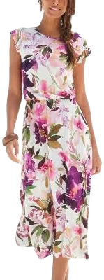 Floral Flutter Sleeve Dress