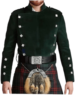 Montrose Men's Scottish Highland Wedding Doublet Velvet Kilt Jacket