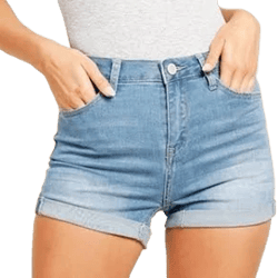 Papaya Cuffed High-Rise Denim Shorts