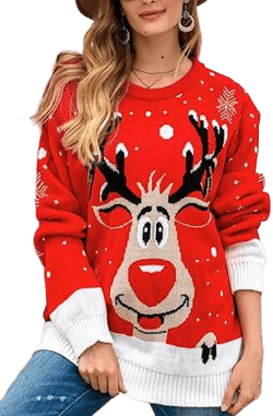 Zapaka Women's Christmas Reindeer Snowflake Sweater