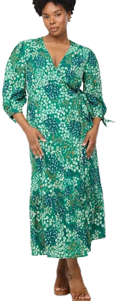 Dinah Abstract Floral Print Midi Wrap Dress