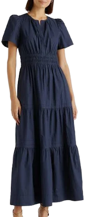 Quince Women's Poplin Tiered Maxi Dress