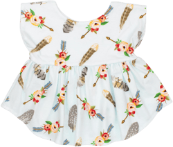 Blue Boho Tunic Dress for Girls / toddler summer tops, easter dress, baby cotton clothes, beach cover up, cute newborn spring outfit present