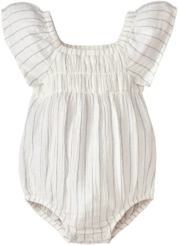 Baby Girls&#39; Striped Puff Sleeve Romper - Cloud Island&#8482; Cream 24M