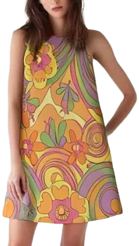 60s Retro Floral Mod Mini Dress