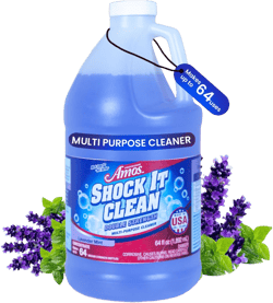 Professor Amos' Shock It Clean Scented Concentrate Cleaner Laundry Booster, Stain Remover, Carpet Cleaner, Kitchen and bathroom Cleaner, Indoor and Outdoor (Lavender, 64 Oz - Gallon)