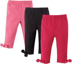 Hudson Baby Girls' Cotton Leggings with Knotted Ankle Bows (3-Pack)