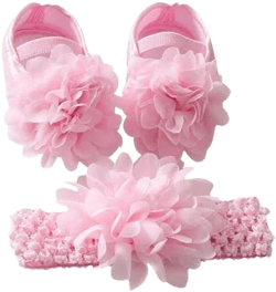 Eleano Baby Girls Flower Crib Shoes and Headband Set