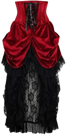 Burgundy Velvet Victorian Bustle Corset Skirt