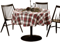 Elrene Home Fashions Christmas Classic Holiday Plaid Cotton Tablecloth, 70" Round