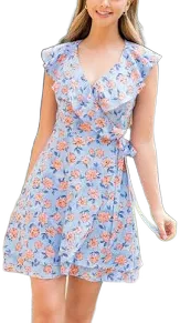 Flower Print Wrap Dress