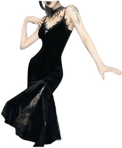 Women's Gothic Lace Long Sleeveless Bodycon Dress