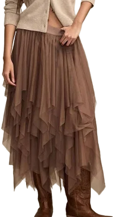 Lucky Brand Women's Ruffle Tiered Mesh Skirt