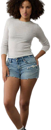 AE Next Level Curvy Ripped High-Waisted Denim Shorts