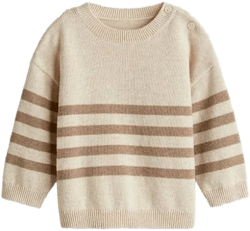 H&M Baby Striped Jacquard-knit Cotton Sweater