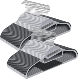 SONGMICS 50 Pack Coat Hangers, Heavy-Duty Plastic Suit Hangers, S-Shaped Opening, Space-Saving, 360º Swivel Hook, 16.3 Inches Wide, Light Gray and Dark Gray UCRP41G-50 Light Gray + Dark Gray 50 Pack