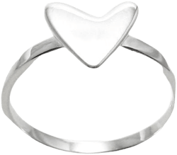 Small Modern Stylized Heart Ring in Sterling Silver