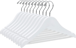 Quality 12” Kid's Wooden Hangers, 20 Pack Baby Hangers, Children's Coat Hangers with Pants Bar, Notches, Anti Rust 360 Swivel Hook for Coats, Suits, Jackets - Toddler Cloth Hanger Set (White, 20)
