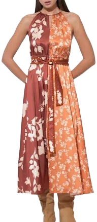Adelyn Rae Women's Sandi Two-Tone Floral Halter Wrap Front Tie