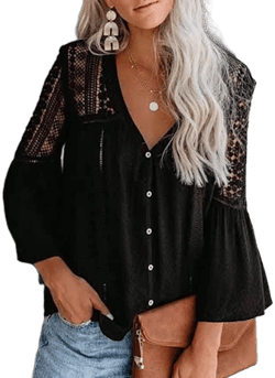 Lace Button Down Blouse