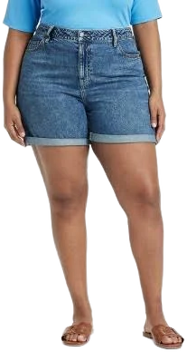 Women's High-Rise Midi Cuffed Jean Shorts Ava & Viv