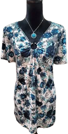 White Stag Women's Floral V-Neck Short Sleeve Top