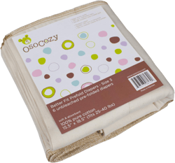 OsoCozy Better Fit Unbleached Prefold Cloth Diapers -100% Cotton, Gauze Weave, Sized for Tri Folding - Diaper Service Quality (DSQ) (Toddler 4x8x4 Fits 25-40 lb.) - 6 Pack
