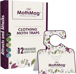 MothMag Moth Traps for Clothes, Closets, Fabrics, and Carpets, Clothes Moth Traps, Closet Moth Traps, Clothing Moth Pheromone Traps, Mothballs Alternative, Moth Repellent for Closets (12 Pack) Purple
