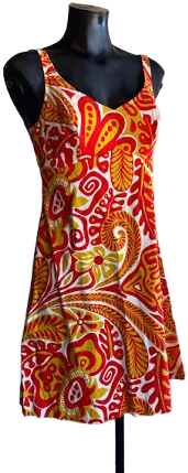 Bobbie Brooks 1960s Tiki Tropical Swim Mini Dress