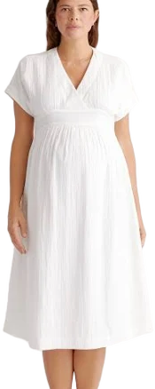 Quince Women's Organic Cotton Gauze Maternity Midi Dress