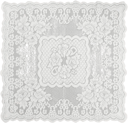 31.5 Inch Square French Decorative Lace Tablecloth with Elegant Floral Patterns for Party, Weddings, Dining Room Tables, White Ivory