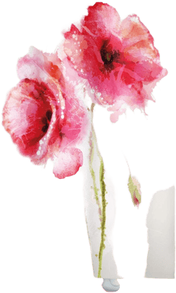 Ambesonne Flower Shower Curtain, Spring Season Vivid Florals Red Poppies Watercolored Art Print, Cloth Fabric Bathroom Decor Set with Hooks, 69" W x 84" L, Green Pink