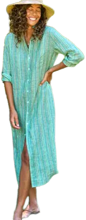 Frank & Eileen Women's Rory Italian Classic Linen Maxi Shirtdress