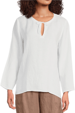 Eileen Fisher Women's Split Neck Organic Linen Top