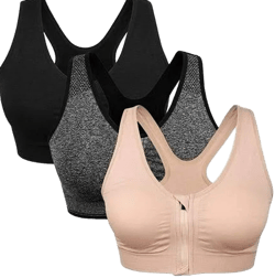 Women's Front Zipper Wireless Sports Bra