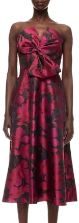 Floral Jacquard Midi Dress Aidan Mattox, Red-print, Female, Size 4