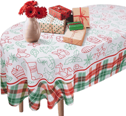 Christmas Oval Tablecloth 60 x 84 Inches, Red Green Plaid Tablecloth Table Cover Table Cloths for Parties Kitchen Dining Table, Polyester Fabric Winter Tablecloth, Cute Christmas Decor Accessories Christmas Plaid 84" x 60" (Oval)