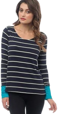 Women's PacificPlex Long Sleeve Striped Top With Color Cuff