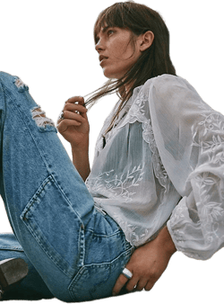 Free People Dreamer Girl Embroidered Blouse