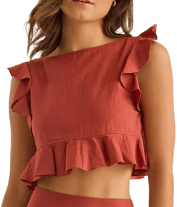 Altar'd State Grace Linen Ruffle Top