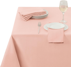 Softalker Jacquard Rectangle Tablecloth - Geometric Line Damask Table Covers Waterproof Stain Resistant Washable Polyester Table Cloths for Indoor & Outdoor(60 x 84 inch,Pink) Pink 60" x 84" (Rectangular)