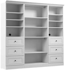 Bestar Office Furniture 86in W Closet Organizer with Drawers