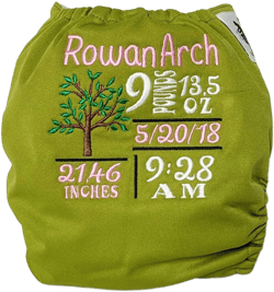 Birth Stats Cloth Diaper - Embroidered Custom Diaper - WAHM Cloth Diaper - Embroidered Diaper Cover - Custom Pocket Diaper - Custom Bloomers